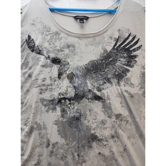 Rock & Republic Womens Studded Cold Shoulder Eagle Knit Short Sleeve Top, SZ3X - Picture 3 of 7